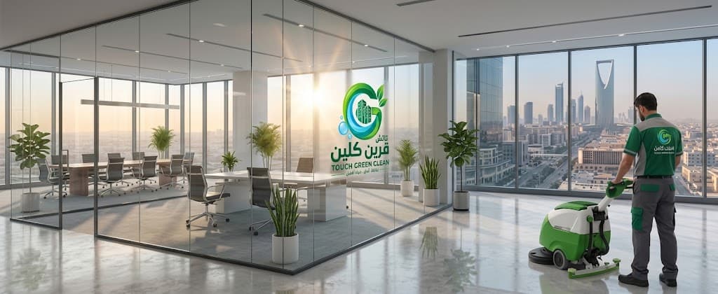 فريق تاتش قرين كلين ينظف مكتباً بأفق الرياض وبرج المملكة